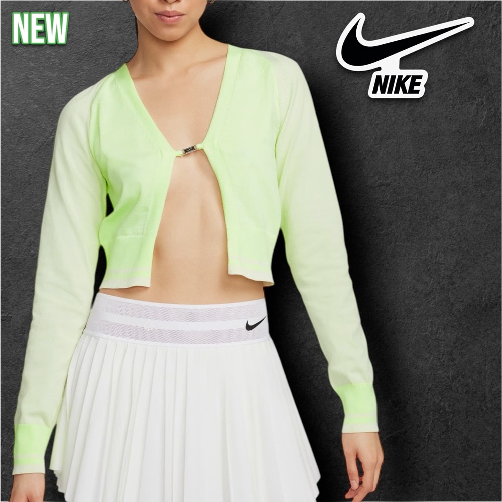 🔴New Nike Sportswear Crop Cardigan Barely Volt/ Sea Glass/ Ivory
